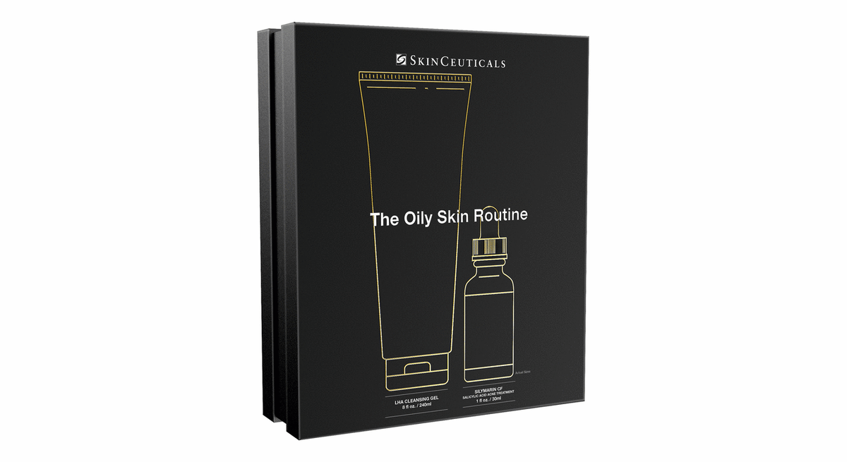 SkinCeuticals The Oily Skin Routine kit: LHA Cleansing Gel 240ml and Silymarin CF 30ml